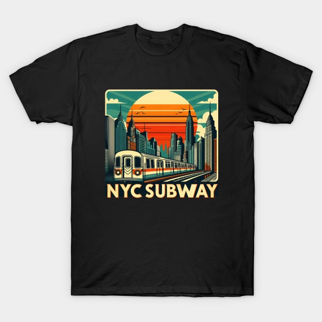 New York Subway Retro NYC Subway Train T-Shirt by Nysa Design